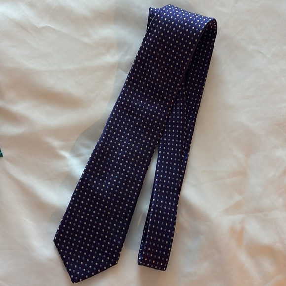 NORDSTROM 100% silk Men's Polka Dot Tie Purple blue silver neck tie made in USA - Picture 6 of 9